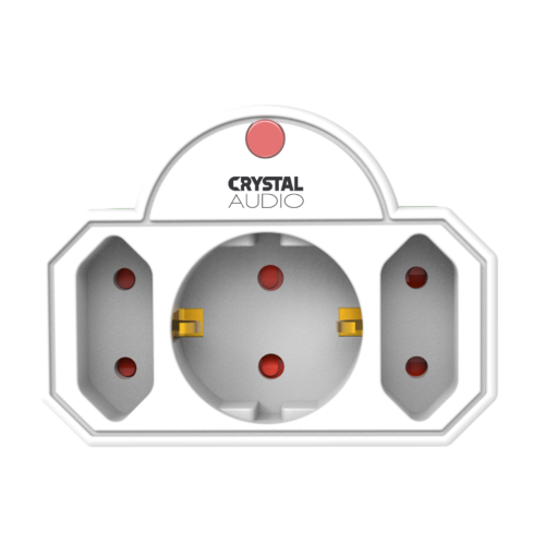 CRYSTAL AUDIO SPW21-1300-70 Λευκό Πολύπριζο Προστασίας 1 Θέσης Schuko & 2 Απλών Θέσεων 1300j/70