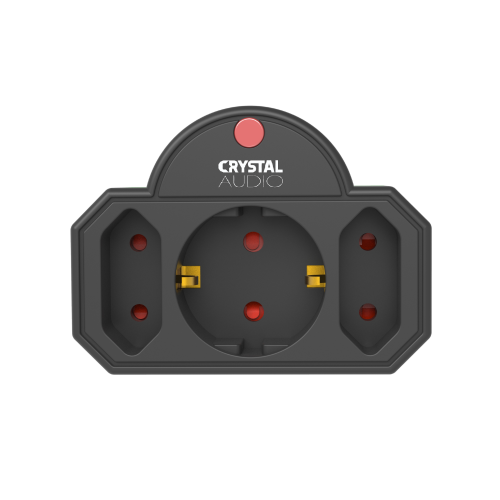 CRYSTAL AUDIO SP21-1300-70 Μαύρο Πολύπριζο Προστασίας 1 Θέσης Schuko & 2 Απλών Θέσεων 1300j/70d