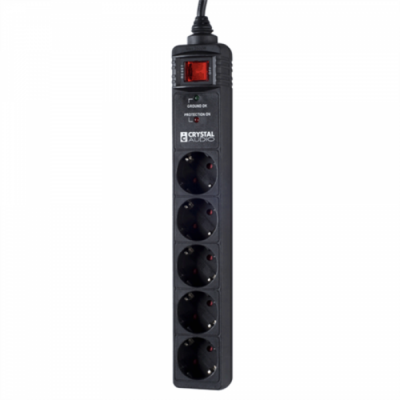 CRYSTAL AUDIO CP5 Μαύρο Πολύπριζο Προστασίας Schuko 5 Θέσεων 1300j/70db