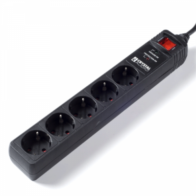 CRYSTAL AUDIO CP5 Μαύρο Πολύπριζο Προστασίας Schuko 5 Θέσεων 1300j/70db