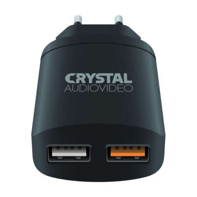 CRYSTAL AUDIO QP2-3 QC3.0 port 3.5-6.5V 3A, 6.5-9V 2A,9V-12V 1.5A Dual USB Wall Charger