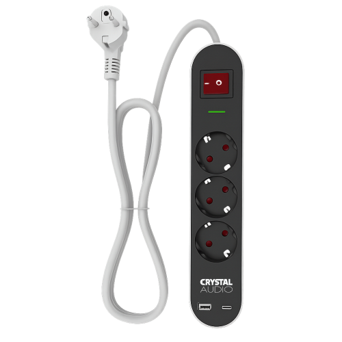 CRYSTAL AUDIO Elegance ES3PD Μαύρο Πολύπριζο Schuko 3 Θέσεων + 2 USB