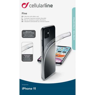 CELLULAR LINE Θήκη Κινητού Σιλικόνης Back Cover Fine για iPhone 11 Διαφανής