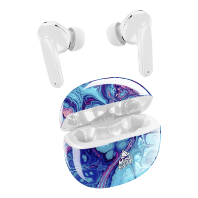CELLULAR LINE 414381 Music Sound Fantasy Bluetooth Ακουστικά TWS Λευκά με Θήκη Φόρτισης Μωβ-Λευκό