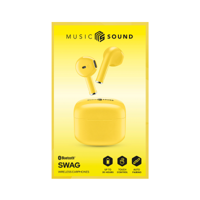 CELLULAR LINE 454721 Swag Bluetooth Ακουστικά TWS με Θήκη Φόρτισης Κίτρινα