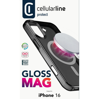 CELLULAR LINE 482717 Μαγνητική Θήκη Κινητού Magsafe Σκληρής Σιλικόνης για iPhone 16 Μαύρη