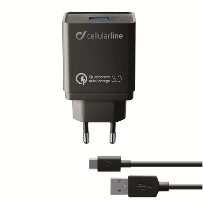 CELLULAR LINE 303869 ACHHUKITQCTYCK Charger Kit Huawei/C QC Type-C Black