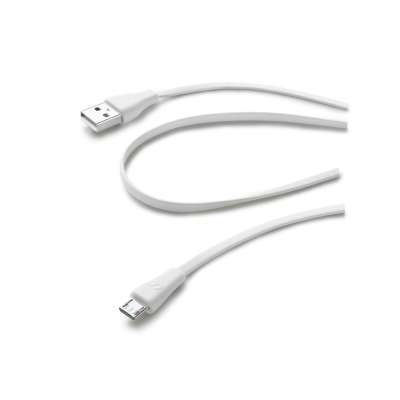 CELLULAR LINE 190919 USB Καλώδιο Συγχρονισμού και Φόρτισης microUSB (1m) Λευκό