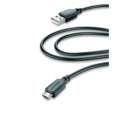 CELLULAR LINE 203947 USBDATACMICROUSB2M USB Data Cable MicroUSB 2M Black