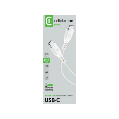 CELLULAR LINE 373633 USB Καλώδιο Συγχρονισμού και Φόρτισης Type-C (2m) Λευκό