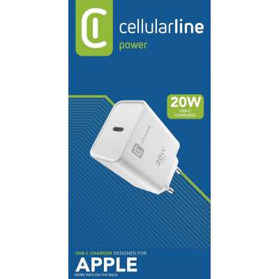 CELLULAR LINE 398353 Φορτιστής Σπιτιού για Apple με Θύρα Type-C 20W Λευκός