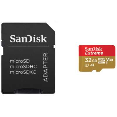 SanDisk Extreme microSDHC 32GB + SD Adapter 100MB/s V30 UHS-I U3 A1