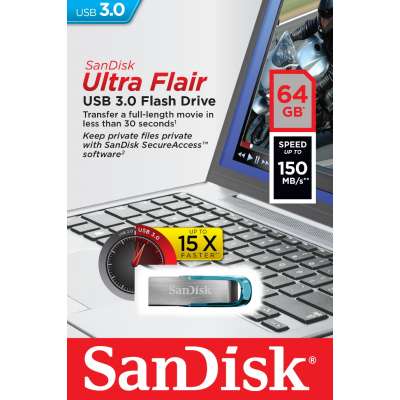 SanDisk SDCZ73-064G-G46B Ultra Flair™ USB 3.0 64GB Blue
