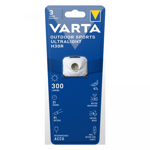 VARTA Φακός Κεφαλής Outdoor Sports Ultralight H30R 600mAh Rechargeable
