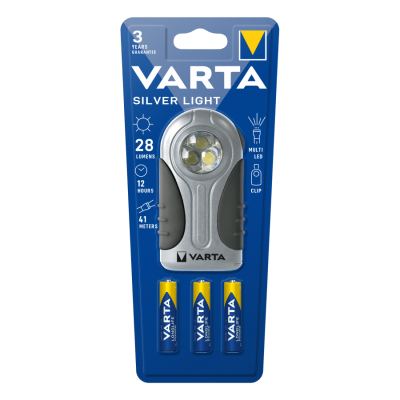 VARTA Φακός Multi LED Silver Light + 3xAAA
