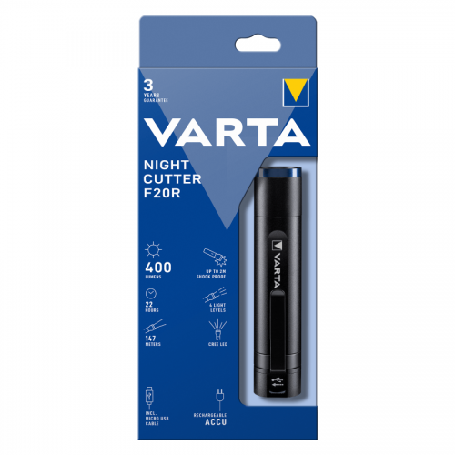 VARTA Φακός CREE LED Night Cutter F20R USB Rechargeable