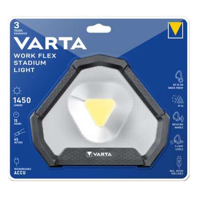 VARTA Φακός Εργασίας Work Flex Stadium Light Li-Ion Rechargeable 1450Lumens